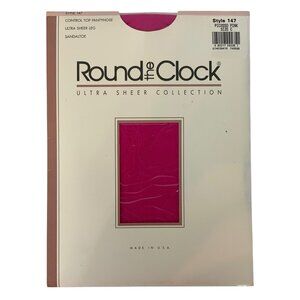 Round The Clock Ultra Sheer Control Top Pantyhose Size C Large Picasso Pink